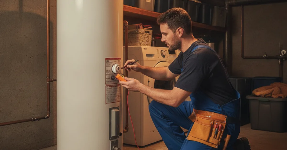 Dan's Drains plumber diagnosing a water heater that is not producing hot water