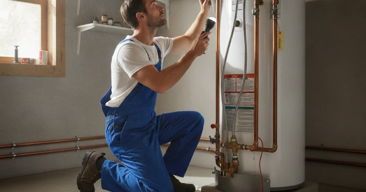 Dan's Drains plumber performing routine plumbing maintenance in a Westchester County home