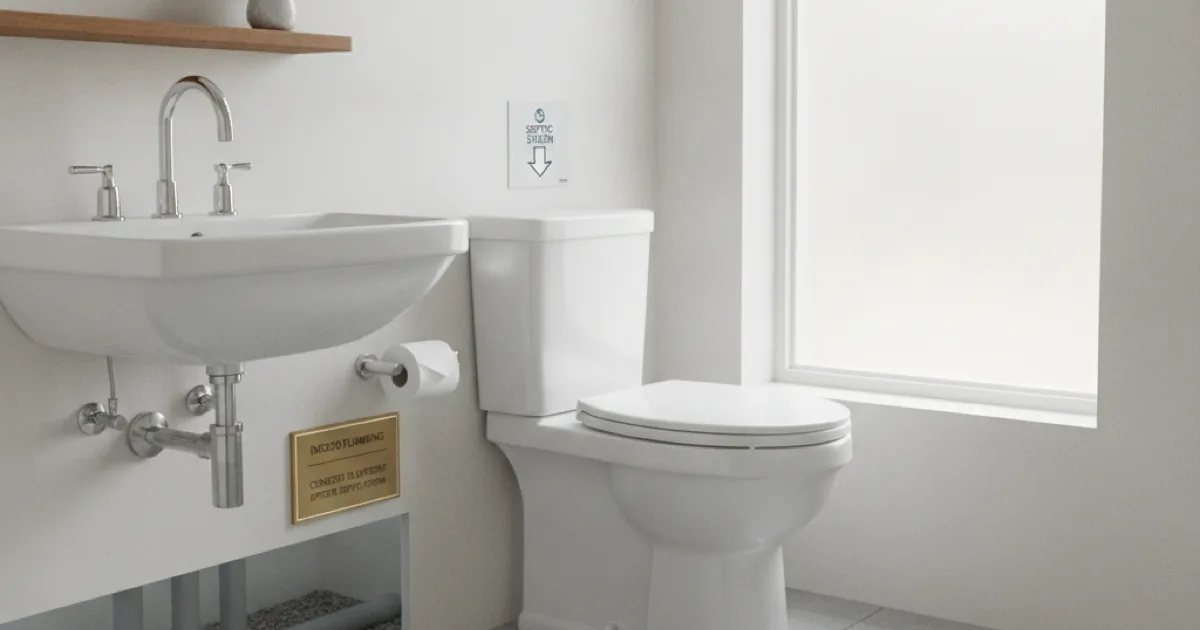 Clean bathroom interior with toilet and sink representing indoor plumbing connected to a septic system